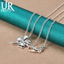 Load image into Gallery viewer, URPRETTY 925 Sterling Silver Four Leaf Clover Necklace 16/18/20/22/24/26/28/30 Inch Chain
