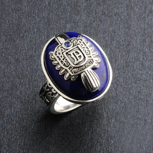 Load image into Gallery viewer, 925 Sterling Silver The Vampire Diaries Damon Salvatore Lapis Lazuil Mens Ring
