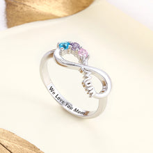 Load image into Gallery viewer, JewelOra Personalized Mothers Rings with 3 Birthstones Custom Inner Engraving Infinity 925 Sterling Silver
