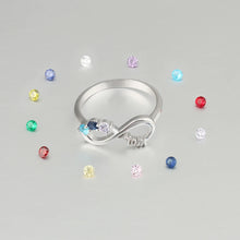 Load image into Gallery viewer, JewelOra Personalized Mothers Rings with 3 Birthstones Custom Inner Engraving Infinity 925 Sterling Silver
