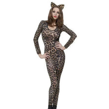 Load image into Gallery viewer, Womens Animal Bodysuit Cosplay Sexy Leopard, Tiger, and Zebra Catsuit With Headband
