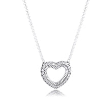 Load image into Gallery viewer, 2020 New 925 Sterling Silver Necklace Pave Snake Chain Pattern Open Heart Collier Necklace
