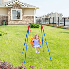 Load image into Gallery viewer, Toddler Swing Set High Back Seat w/ Handrails A-Frame Metal Swing Set Backyard  TY589394
