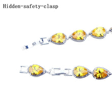 Load image into Gallery viewer, 925 Sterling Silver Jewelery Link Chain 18/21cm Bracelets Drop Yellow Cubic Zirconia
