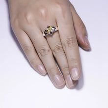 Load image into Gallery viewer, Gem&#39;s Ballet Multicolor Natural Smoky Quartz Citrine Cocktail Ring 925 Sterling Silver Flower Rings
