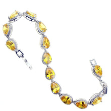 Load image into Gallery viewer, 925 Sterling Silver Jewelery Link Chain 18/21cm Bracelets Drop Yellow Cubic Zirconia
