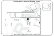 Load image into Gallery viewer, KEMAIDI Tempered Glass Bathroom Basin Sink Bowl w/Waterfall Faucet Kit Sink Vanity
