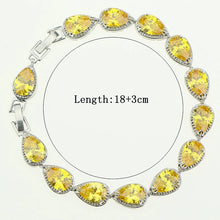 Load image into Gallery viewer, 925 Sterling Silver Jewelery Link Chain 18/21cm Bracelets Drop Yellow Cubic Zirconia
