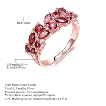 Load image into Gallery viewer, GEM&#39;S BALLET 925 Sterling Silver Rose Gold Plated Wedding Band 2.47Ct Natural Red Garnet Gemstone
