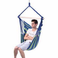 Load image into Gallery viewer, Goplus Garden Patio Porch Hanging Cotton Rope Swing Chair Seat Hammock Swinging Wood Outdoor Indoor Swing Seat Chair OP70556
