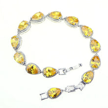 Load image into Gallery viewer, 925 Sterling Silver Jewelery Link Chain 18/21cm Bracelets Drop Yellow Cubic Zirconia
