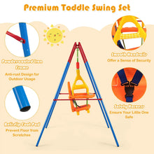 Load image into Gallery viewer, Toddler Swing Set High Back Seat w/ Handrails A-Frame Metal Swing Set Backyard  TY589394
