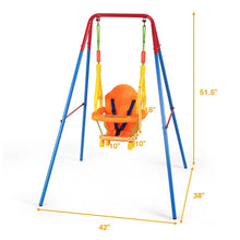 Load image into Gallery viewer, Toddler Swing Set High Back Seat w/ Handrails A-Frame Metal Swing Set Backyard  TY589394
