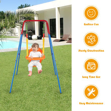 Load image into Gallery viewer, Toddler Swing Set High Back Seat w/ Handrails A-Frame Metal Swing Set Backyard  TY589394
