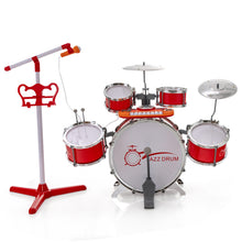 Load image into Gallery viewer, Babyjoy Jazz Drum Set for Educational Toy w/Keyboard Cymbal Microphone Red
