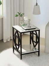 Load image into Gallery viewer, White Marble Top Side Table  Black Coated Frame
