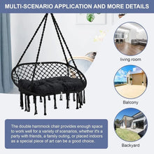 Load image into Gallery viewer, Hammock Chair Macrame Hanging Swing with Cushion,Hanging Cotton Ropes, Metal Frame, 450 Lbs Capacity Indoor Outdoor
