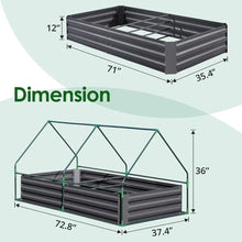 Load image into Gallery viewer, 6x3x1ft Galvanized Raised Garden Bed with Cover Metal Planter Box Kit, w/ 2 Large Screen Windows Mini Greenhouse 20pcs T Tags
