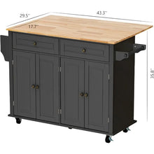 Load image into Gallery viewer, Kitchen Cart with Wood Top and Drop Leaf Breakfast Bar on Wheels with Drawer and Storage
