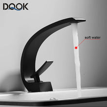 Load image into Gallery viewer, Modern Tap Black/chrome Wash basin Faucet Single Handle Hot and Cold Waterfall Faucet
