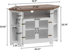 Load image into Gallery viewer, Small Corner Tv Stand up to 48 Inc, Farmhouse  Wood Corner Cabinet with Double Doors
