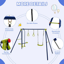 Load image into Gallery viewer, Babyjoy 440 lbs Swing Set 3-in-1 Kids Swing Stand w/Swing Gym Rings Glider for Backyard
