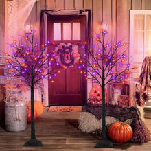 Load image into Gallery viewer, Lighted Halloween Tree with LED Orange and Purple Lights
