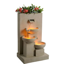 Load image into Gallery viewer, Teamson 3-Tier Cascading Outdoor Water Fountain with Planter
