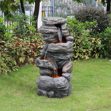 Load image into Gallery viewer, 2024 New Cascading Bowls and Stacked Stones LED Outdoor Water Fountain for Gardens
