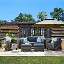 Load image into Gallery viewer, 5 Pieces Outdoor Wicker Rattan Sofa Couch with Ottomans and Comfy Cushions, All Weather High Back
