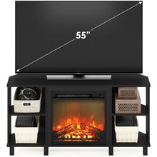 Load image into Gallery viewer, Furinno Cabinet Corner Fireplace Stand with 4 Open Compartment for TV up to 55 Inches
