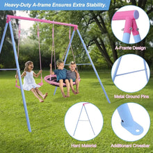 Load image into Gallery viewer, 440lbs Outdoor Heavy-Duty A-Frame Metal Outdoor Stand Hanging Chair Pink
