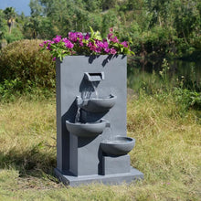 Load image into Gallery viewer, Teamson 3-Tier Cascading Outdoor Water Fountain with Planter
