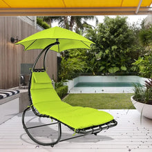 Load image into Gallery viewer, Hanging, Rocking Hammock Swing Chair with Cushion, Built-in Pillow Removable Canopy, Outdoor Hanging Curved
