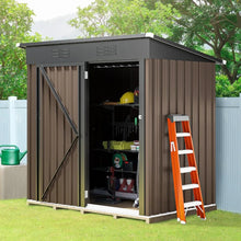 Load image into Gallery viewer, Outdoor Storage Shed Brown Heavy Duty Metal Tool Shed
