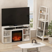 Load image into Gallery viewer, Furinno Jensen Corner Stand with Fireplace for TV up to 55 Inches, Solid White
