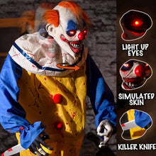 Load image into Gallery viewer, 72&quot; Clown Halloween Animated Decoration with Scary Sounds, Action, Glowing Eyes
