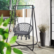 Load image into Gallery viewer, Patio Swing Chair with Stand and Cushion, Heavy Duty Hanging Chair with Stand
