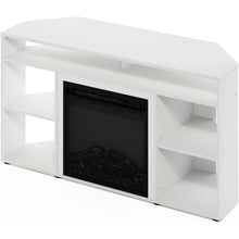 Load image into Gallery viewer, Furinno Jensen Corner Stand with Fireplace for TV up to 55 Inches, Solid White
