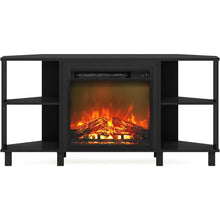 Load image into Gallery viewer, Furinno Cabinet Corner Fireplace Stand with 4 Open Compartment for TV up to 55 Inches
