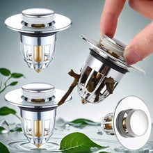 Load image into Gallery viewer, 1/2/5pcs Universal Rebound Drain Plug Filter Basin Pop-up Chrome Sink Filter with Hair Catcher
