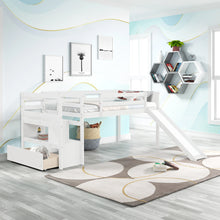 Load image into Gallery viewer, Twin Low Loft Bed with Stairs and Slide - Premium Quality Children’s Bed
