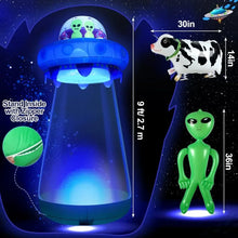 Load image into Gallery viewer, 9 FT Halloween UFO Cow Alien Inflatable Yard Decor with LED Blow Up Inflatable Alien and Cow
