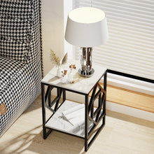 Load image into Gallery viewer, White Marble Top Side Table  Black Coated Frame
