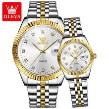 Load image into Gallery viewer, OLEVS Couple Watch Set Luxury  Diamond Gold Watch Waterproof
