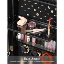 Load image into Gallery viewer, 360° Swivel Jewelry Cabinet with Lights, Touch Screen Vanity Mirror, Rotatable
