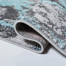 Load image into Gallery viewer, Living Room Mat Area Rug - 10&#39; X 14&#39; Interior Turquoise &amp; Grey Sofa Modern Abstract Design
