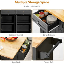 Load image into Gallery viewer, Kitchen Cart with Wood Top and Drop Leaf Breakfast Bar on Wheels with Drawer and Storage
