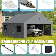 Load image into Gallery viewer, Carports up to 20x20 Heavy Duty, 2 Car Carport Canopy with Side Windows and Removable Sidewalls
