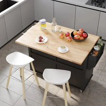 Load image into Gallery viewer, Kitchen Cart with Wood Top and Drop Leaf Breakfast Bar on Wheels with Drawer and Storage
